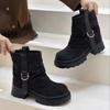 Fashion Chelsea Platform Flats Ankle Boots Suede Women Shoes Designer 2025 Trend New Casual Walking Boots Retro Fad Zapatos Mujer Botas