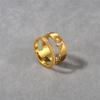 Double-Layer Hollow Micro-Set Diamond Copper Plated 18K Real Gold Ring, Fashionable Commuter Must Enter, Simple Temperament Unique Ring