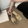2025 Summer New Retro Woven Open-toed Korean Holiday Slope Heel Cool Slippers Hong Kong Style Cool Slippers