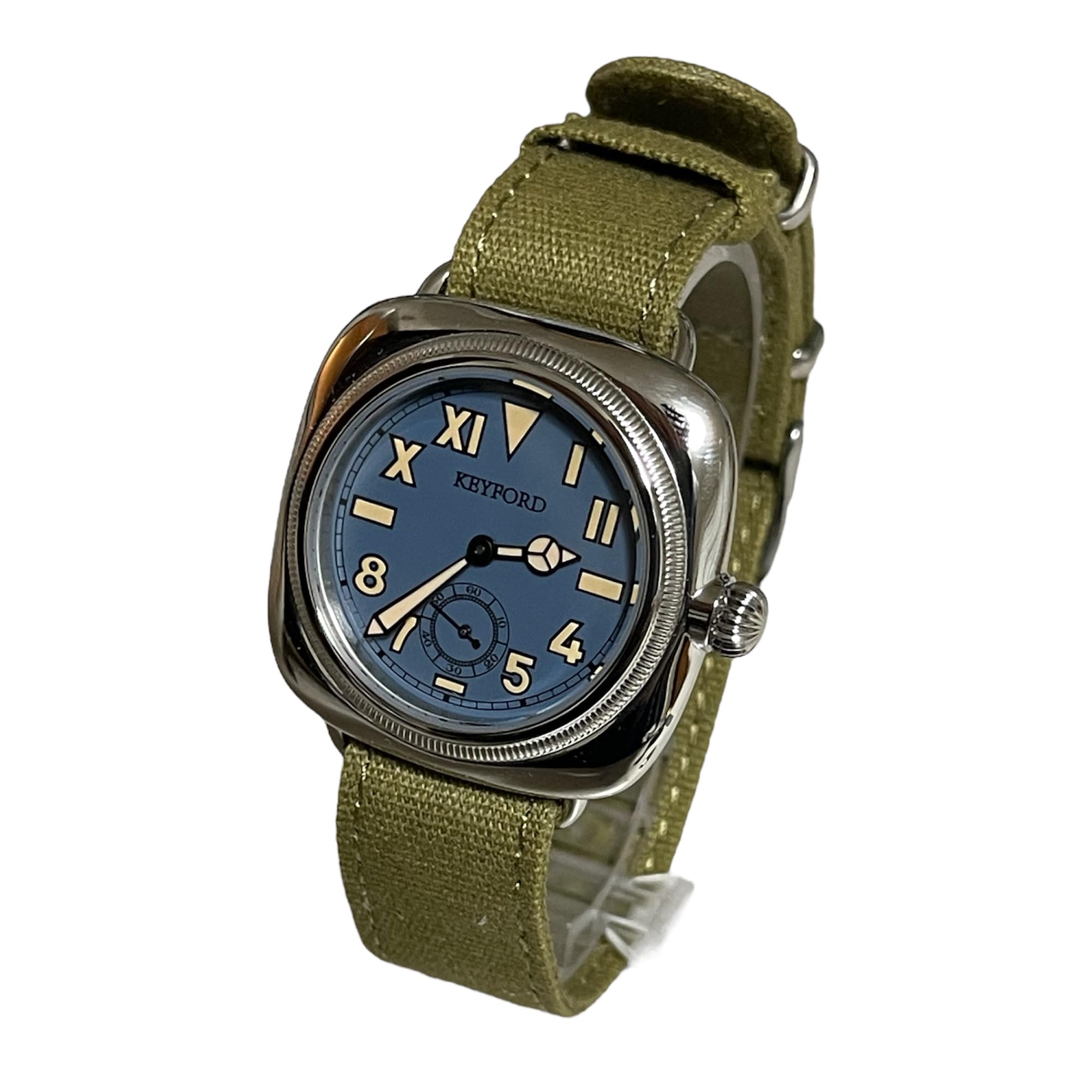 

Military watch California dial watch smoky blue California dial watch smoky blue Green cloth strap [M.R.M.W.]
