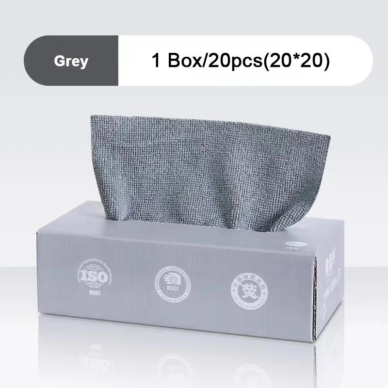 

Полотенце Ткань 20 шт/Коробка Полотенце из микрофибры Маслостойкая Ткань для полотенец Двустороннее полотенце для влажной и сухой уборки Кухонная салфетка для уборки 20pcs серый