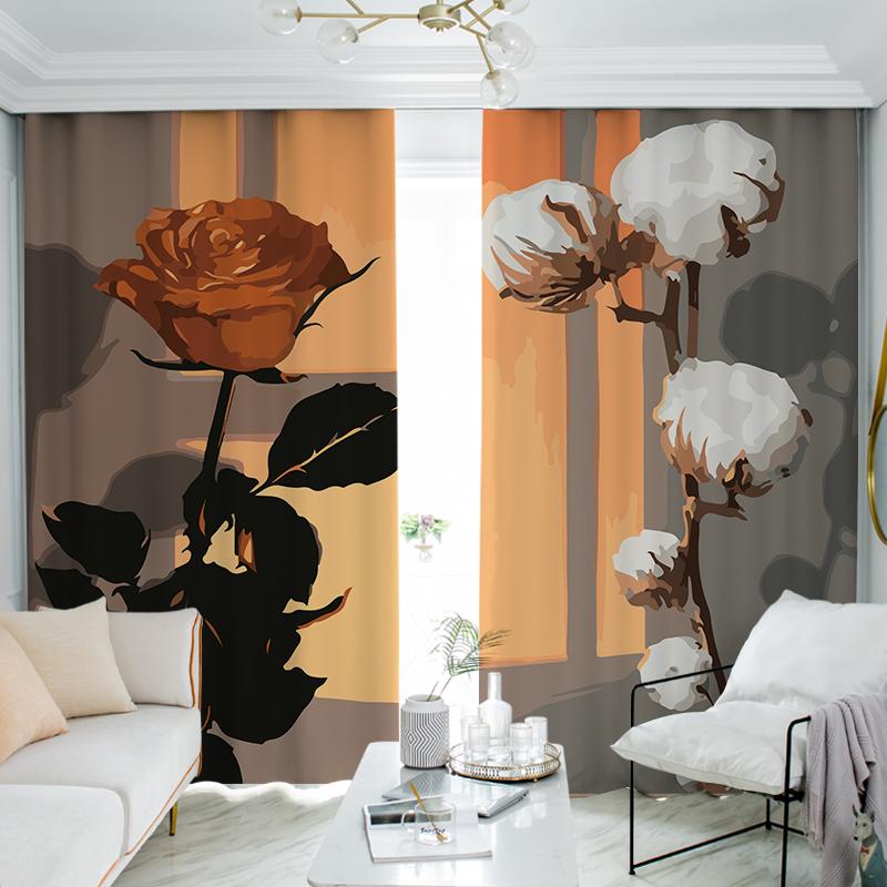 Abstract Tranpical Leaf Nordic Morandi Colorful Kid's Window Curtains Blinds for Living Room Bedroom Kitchen Door Home Decor2Pcs