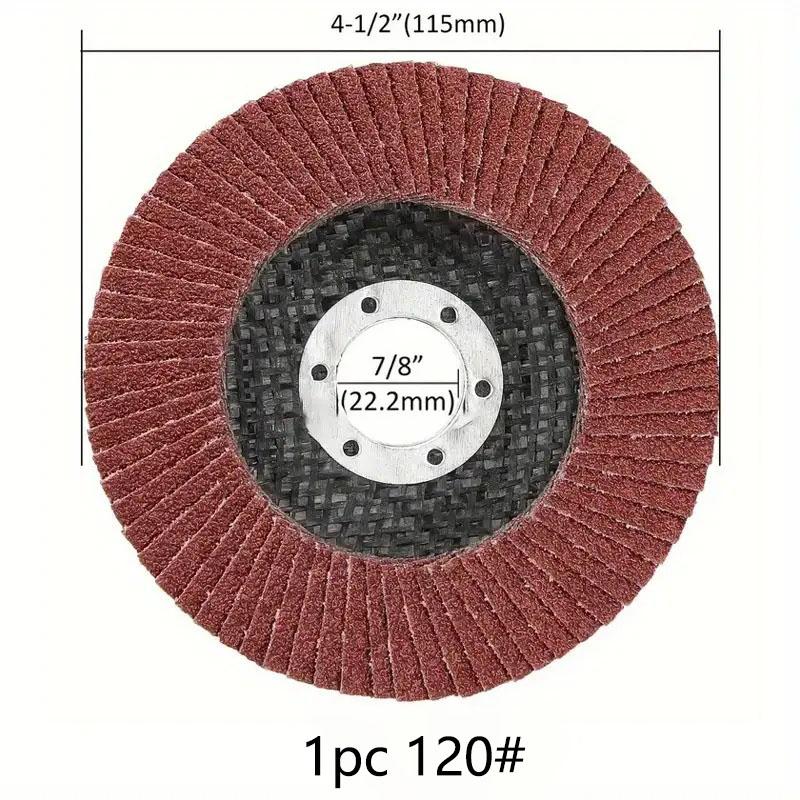 

1 шт. 4,5-дюймовые лепестковые диски 40 60 80 120 зернистости Шлифовальные диски 4 1/2 Ассорти Шлифовальные круги, Абразивы из оксида алюминия, Шлифовка