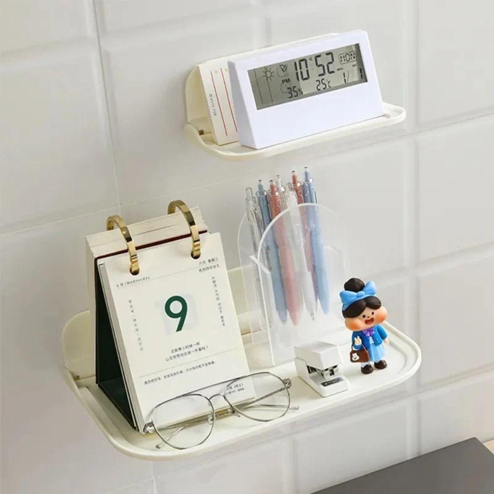 Phone Holder Wall Shelf Folding Plate Wall Mounted Shelf Home Organizer Storage Rack  Towel