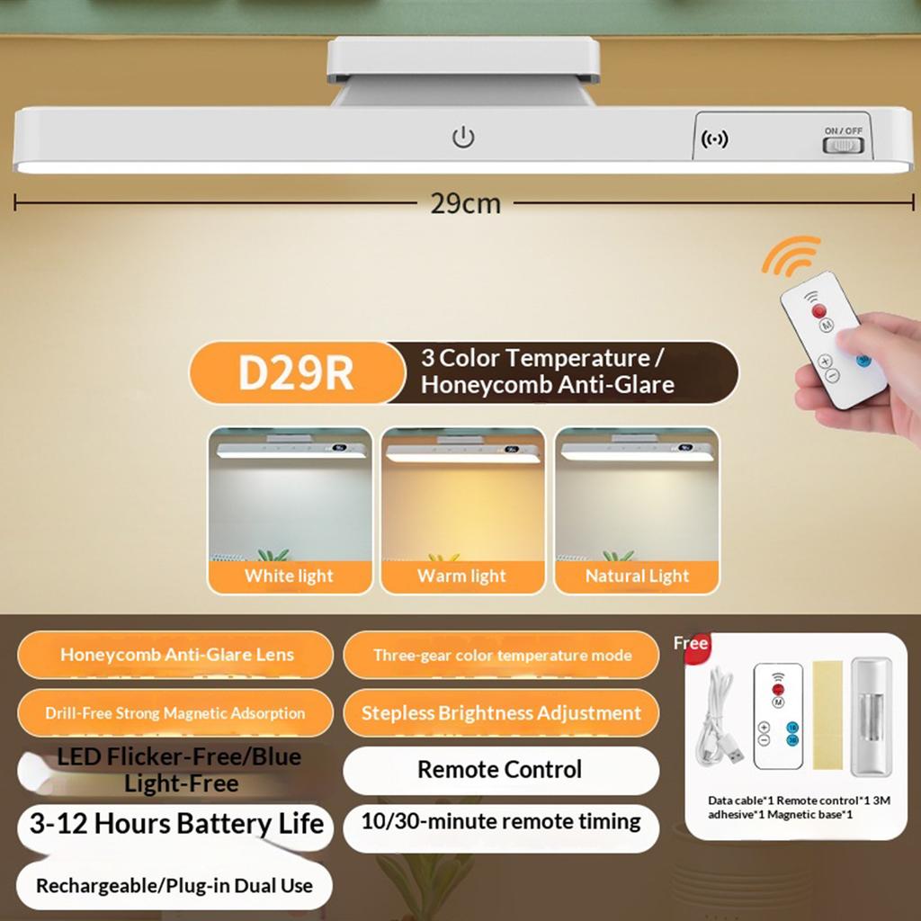 Magnet Hanging Night Lights Rechargeable Long Strip Reading Light Dual-Use Lighting Strips For Cabinet Closet Wardrobe