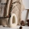 Sophisticated Home Vase Dried Flower Ceramic Vase, Matte Geometric with Hollow Curved Minimalist Decorative Table Design, Modern Tabletop Decor