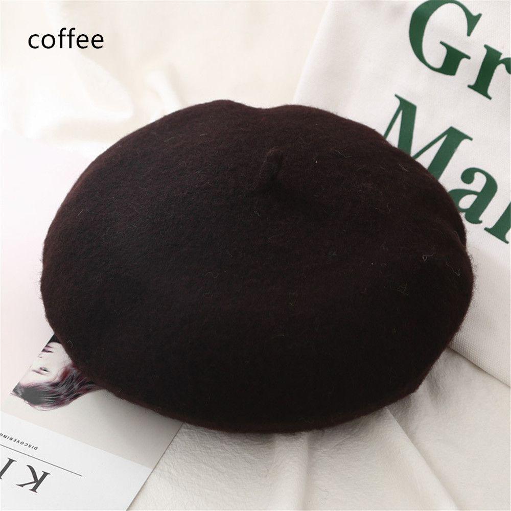 Wool Beret Hats Women Winter French Hat Girls Solid Color Fashion Autumn Winter Beret Hat For Women Flat Cap Hat Felt Berets