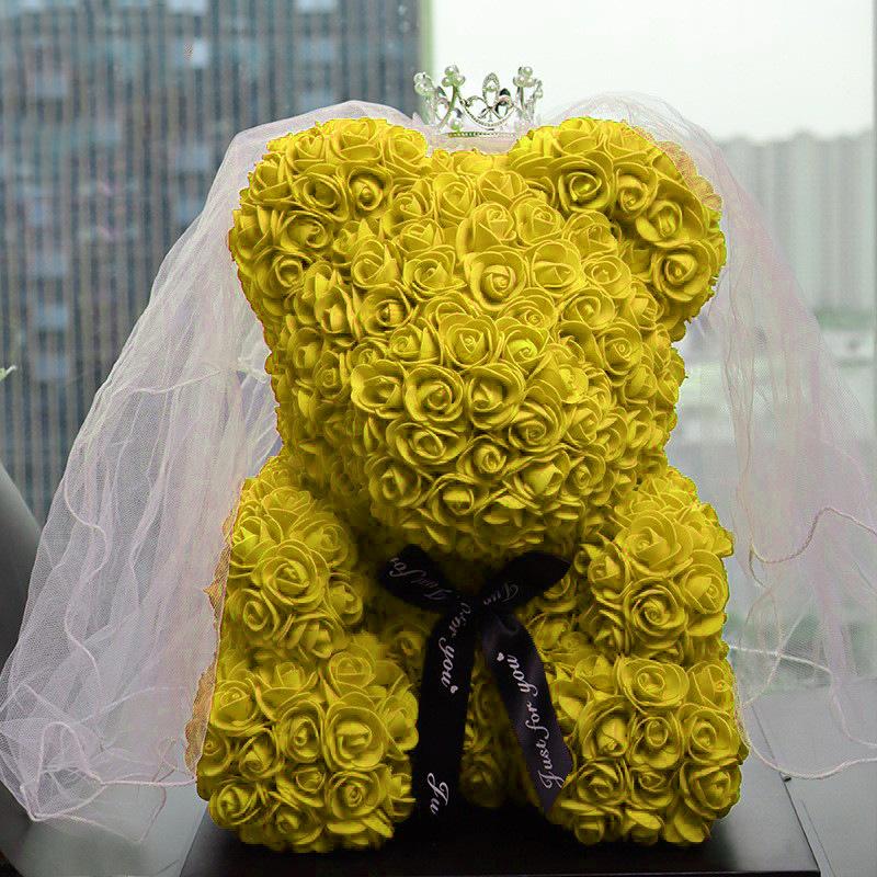 Eternal Flower Crown & Veil: Rose Bear Gift Box for Birthdays, Valentine's, Qixi, & Christmas