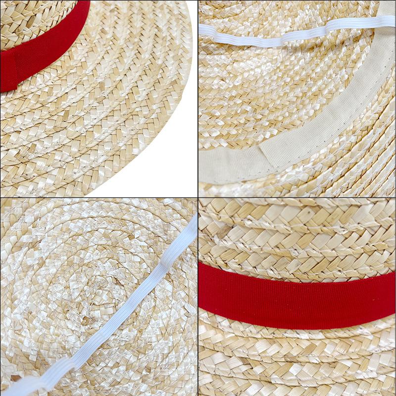 Summer Flat Top ONE PIECE Luffy Same Straw Hat Women's Flat Edge Children's Beach Hat Raffia Sunshade Sunscreen Top Hat