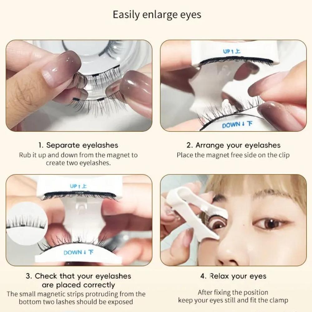 With Mirror Magnetic False Eyelashes Sweet Dual Magnetic Lashes Reusable Eyelash Extension  Girls