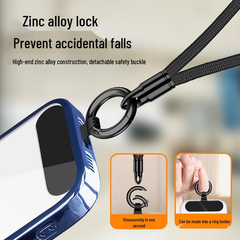 Šňůrka na mobilní telefon na zápěstí a přes tělo s kroužkem na prst, popruh proti ztrátě a těsnění proti pádu