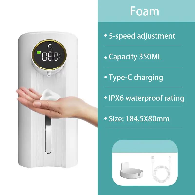 350ML Automatic Induction Hand Sanitizer Wall Mounted Foam Gel Soap Dispenser USB Charging Distributor Foam Shampoo Shower Gel
