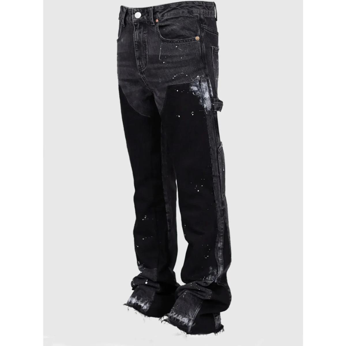 

FlowStreet Washed Jeans Men Vintage Ankle Length Trousers Mid Waist Pockets Button Zipper Fly Distressed Denims Streetwear Straight Pants S