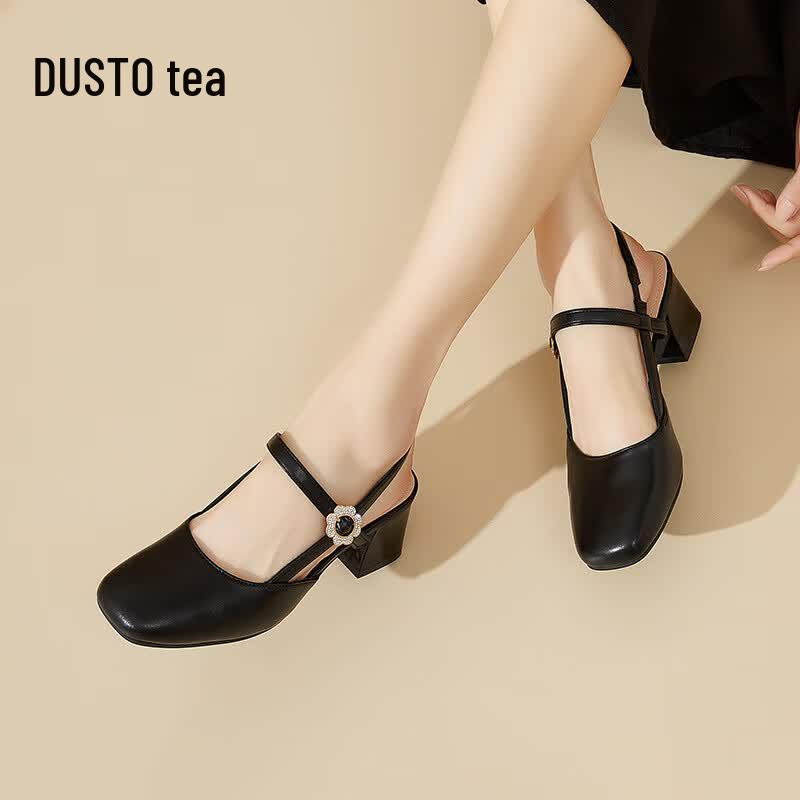 Dadao Women s Closed-Toe Chunky Heel Mary Jane Sandals 37