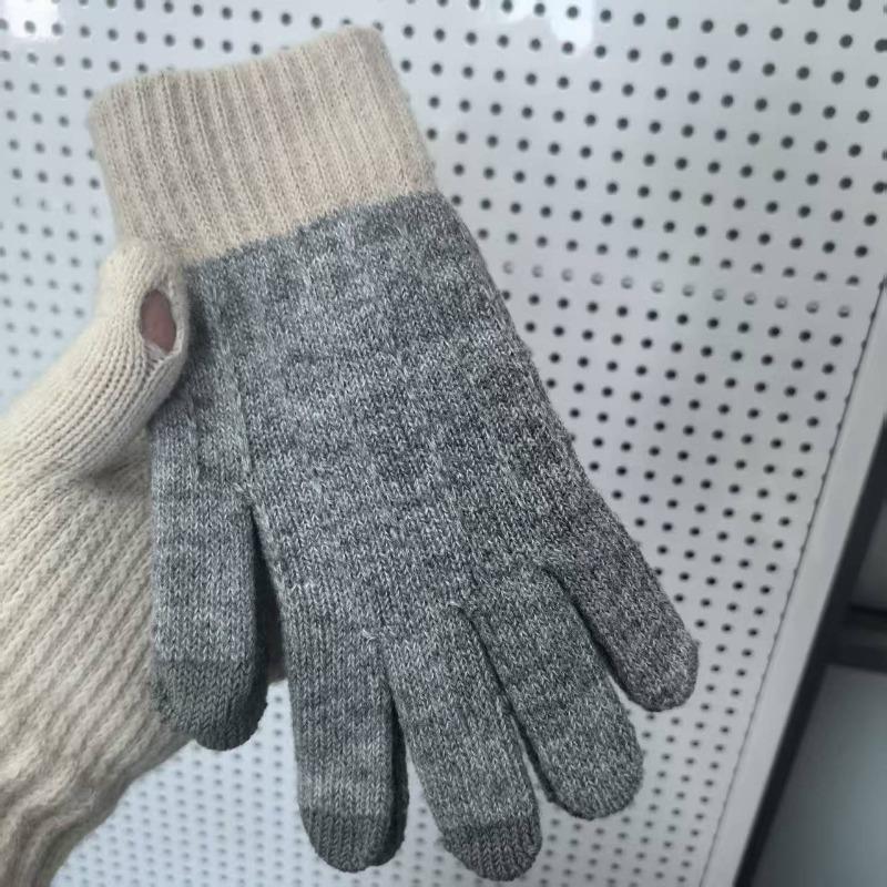 Winter thermal gloves knitted thermal wool jacquard leather standard imitation cashmere gloves jacquard game gloves