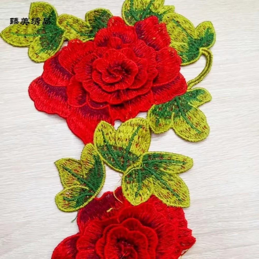 Polyester Fiber Embroidery Flower Patch DIY Handmade Lace Sew On Patch Clothing Accessories Embroidery Floral Leaves Appliques