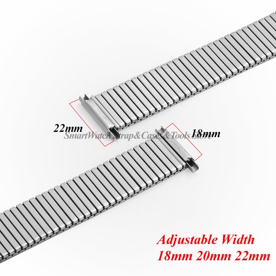 18mm 20mm 22mm Ρυθμιζόμενο Πλάτος Ελαστικός Ιμάντας Επέκτασης Ανοξείδωτο Ατσάλι Λουράκι Ρολογιού Βουρτσισμένο Ασημί Γυναικείο Ανδρικό Βραχιόλι Αξεσουάρ