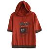 Damen Sommer Leichter Kapuzenpullover Kurzarm Koreanischer Stil Bedruckt Lockerer Sitz Boho Ethnisches T-Shirt