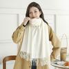 Wool Cashmere Feel Scarf Autumn and Winter Versatile Solid Color Scarf Women's Winter High End Imitation Cashmere Scarf