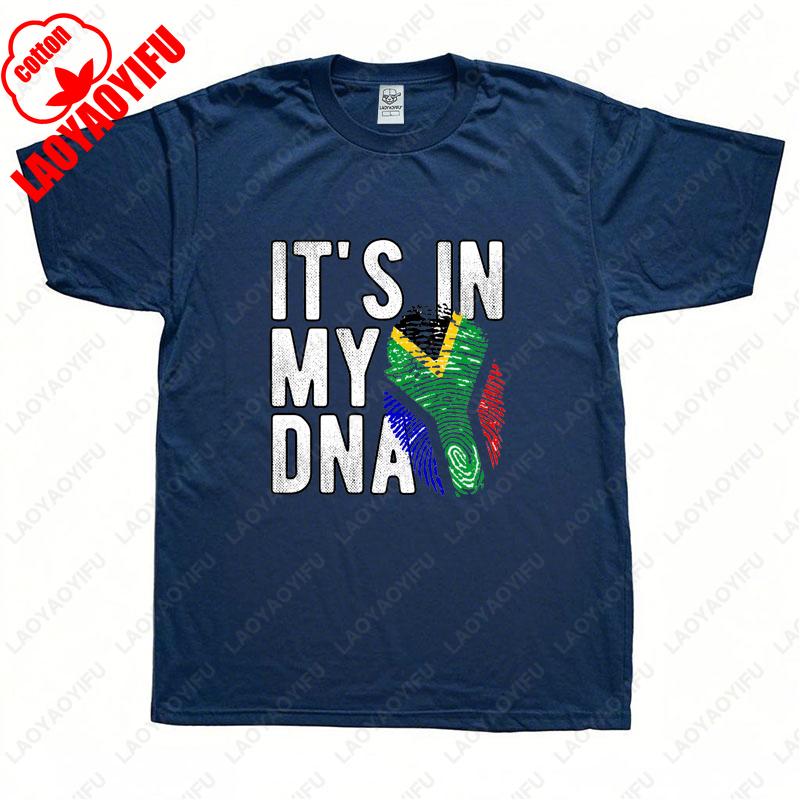 

Its in My DNA South Africa Flag Fingerprint Printed Tshirt Fashion Simple Summer Woman Man High Quality Cotton Tshirts Adult 4XL