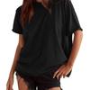 Summer Loose Cotton Solid Color Round Neck Short Sleeved Fringed T-shirt