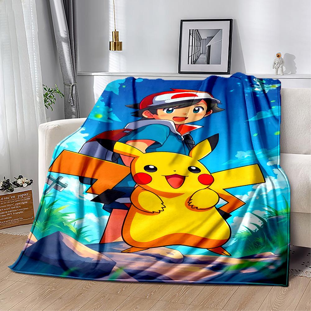 Pikachu Trainer Celebration Blanket Soft & Cozy Perfect for Office Bedding Livingroom for All Seasons Modern Unique Gift for Family and Friends Campin