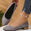 Large Size Thick Heel Single Shoes 22 Spring New Suede Foot Cover Pointed Shallow Mouth Doudou Shoes