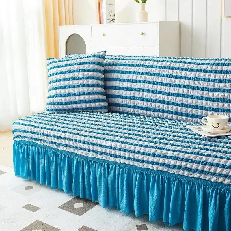 1PC S/M/L Seater Seersucker Sofa Slipcover High Stretch Couch Cover Thick Corner Sofa Protector Elastic Corner Couch Covers