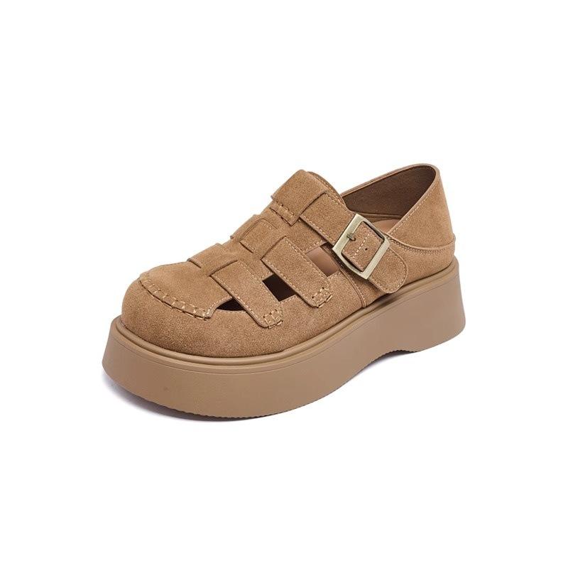 

Sandals women s spring and summer new thick-soled heightening bag head outside wear breathable half slippers burst 35