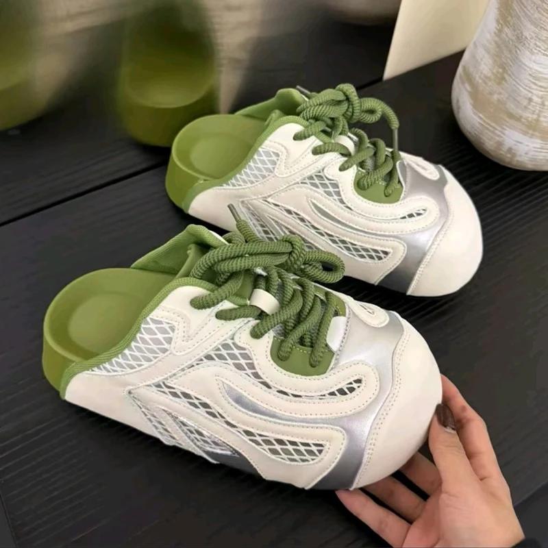 Fashion Flats Women's Slippers Lace Up Platform Mules Shoes Slingback Woman Sandals Summer 2025 Designer Flip Flops Cozy Zapatos Mujer