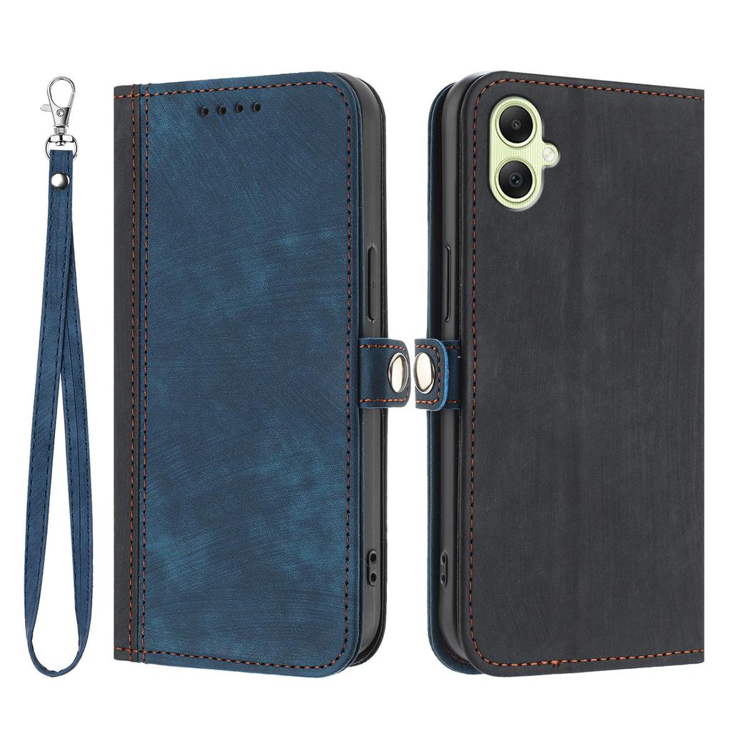 For Samsung Galaxy A07 4G/A06 4G/A06 5G PU Leather Case with Strap Phone Cover Stand Side Magnetic Button Design