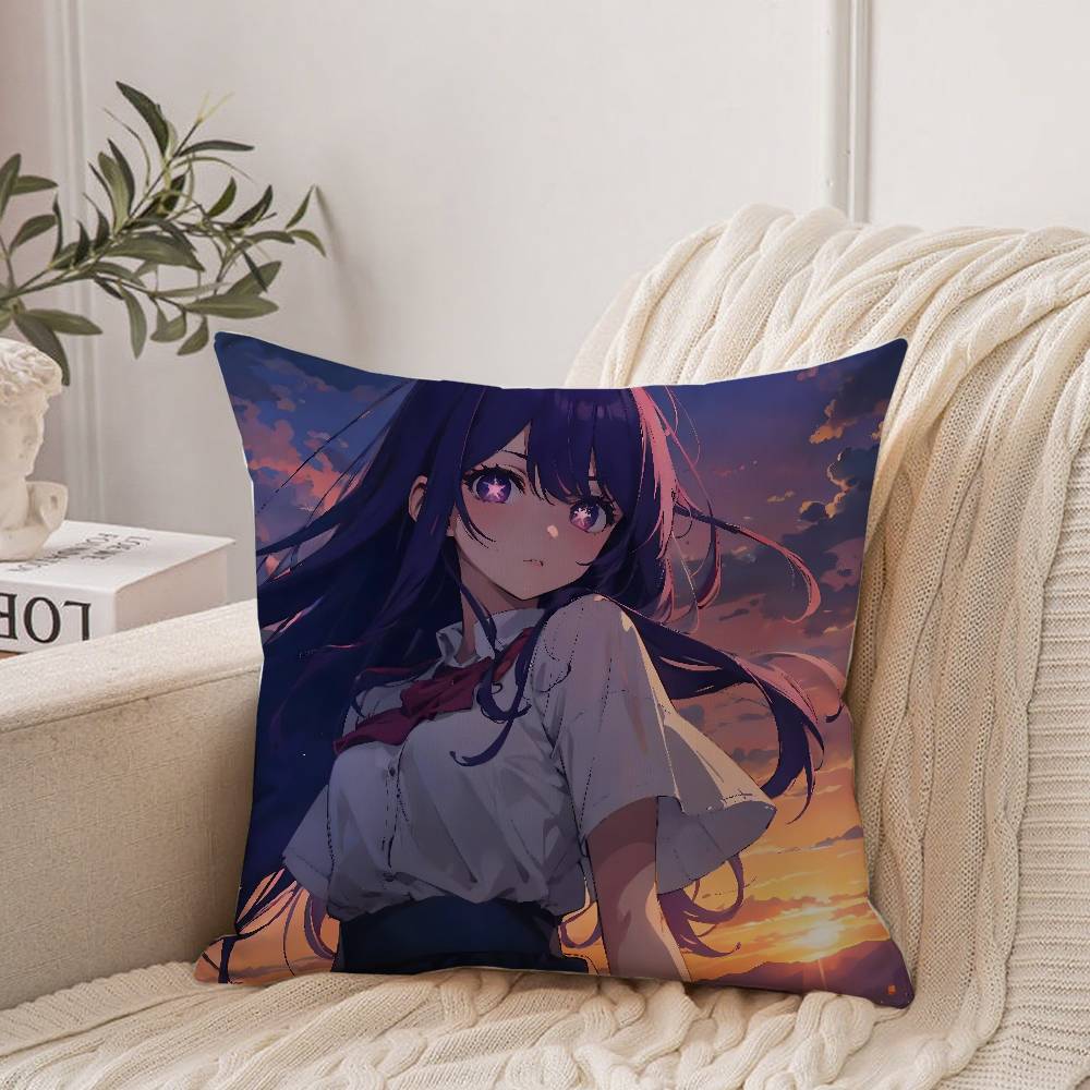 Hot Anime Hoshino Ai Pillow Case Home Decor Throw For Sofa Bed Car Room Decor Gift Idea 12x12Inch