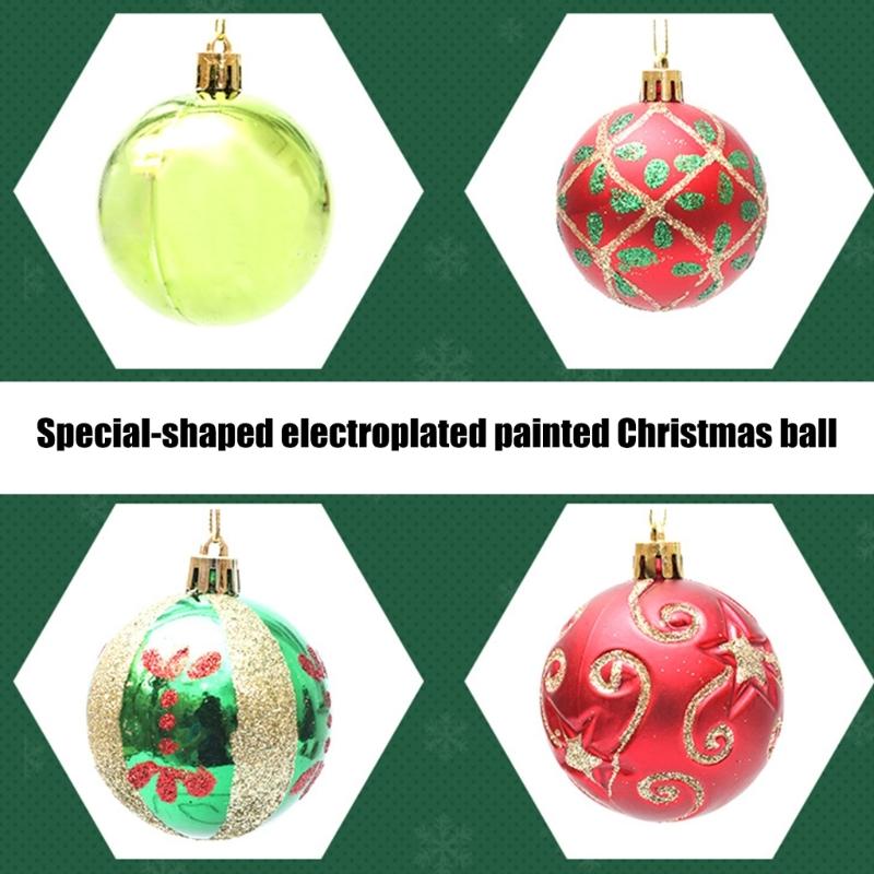 Set of 30 Unique Shape Colorful Baubles Christmas Tree Ornament Electroplated and Painted Sphere for Festival Decors