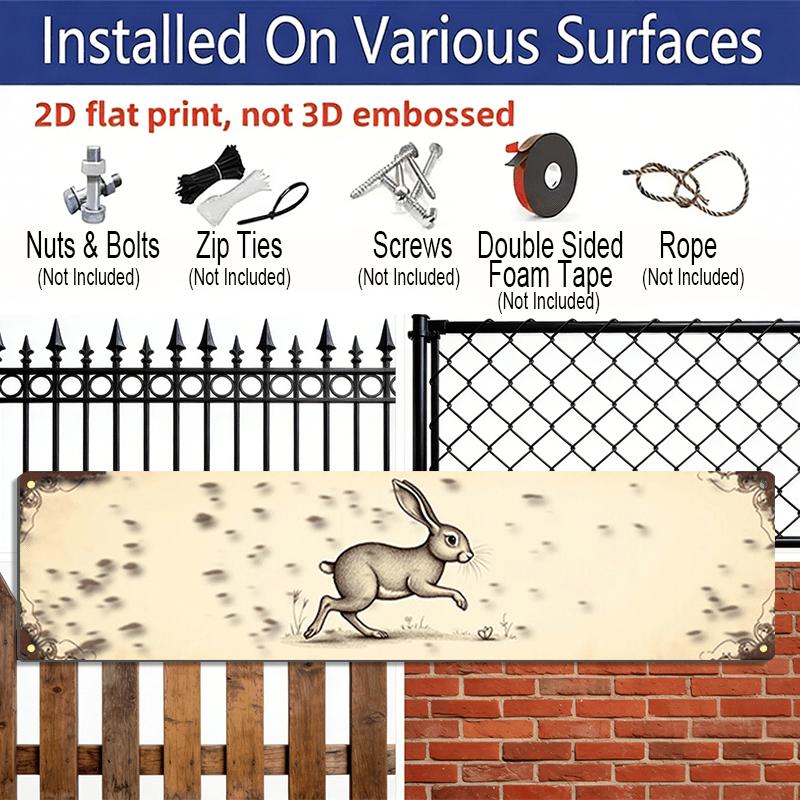 15.7×3.94inch Metal Sign, Featuring A Rustic Rabbit Design- Aluminum Decorative Sign. This Vintage Farmhouse Wall Art Is Perfect for Decorating Your