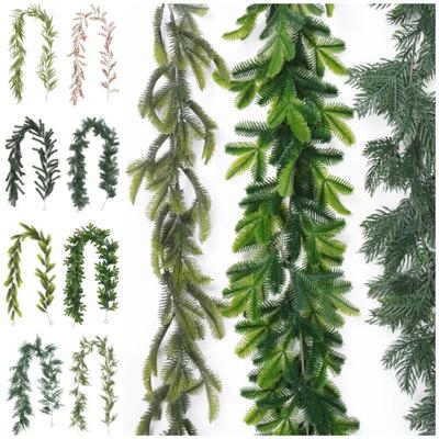 Creative Green Christmas Pine Garland 180cm Plastic Lifelike Pine Vine Party Supplies Wedding Favors Artificial Pine Christmas