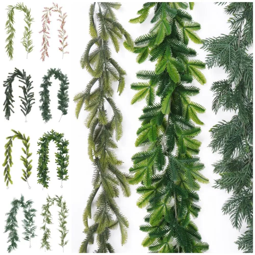 Creative Green Christmas Pine Garland 180cm Plastic Lifelike Pine Vine Party Supplies Wedding Favors Artificial Pine Christmas