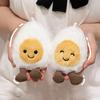 Happy Boiled Egg Stuffed Toy Fun Egg Stuffed Animal for Foodies Sports Fans Playful Expression Doll with Lanyard