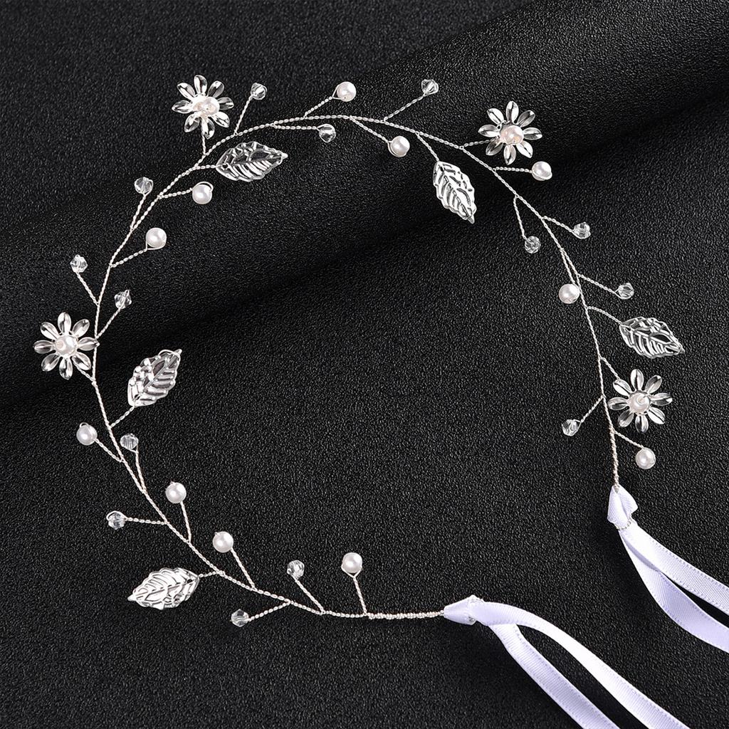 Gold Flower & Leaf Hair Band Alloy Floral Bridal Hair Accessories for Bridesmaid Wedding Party Balls