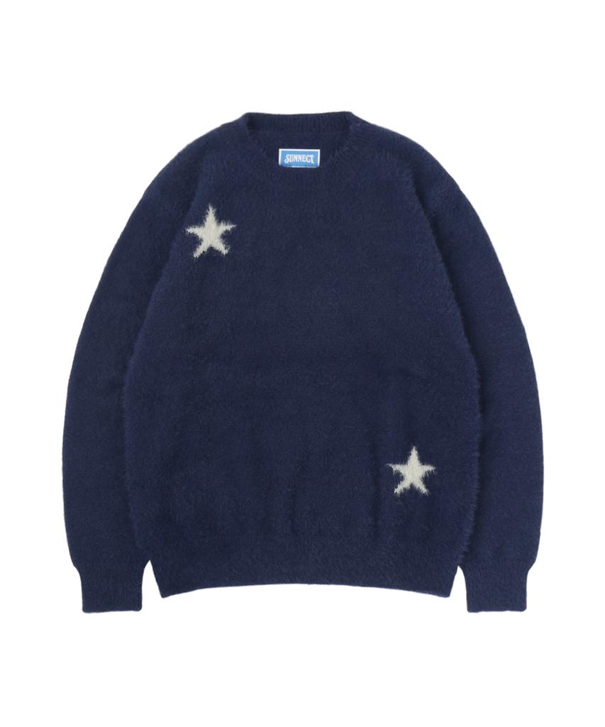 Sseonegteu Stars Shaggy Sweater - Navy