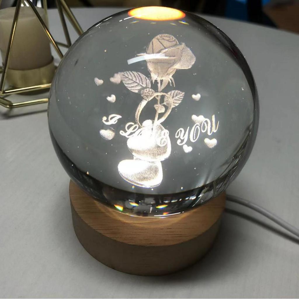Rustic Resin Craft 3D Crystal Ball Night Light Ornament
