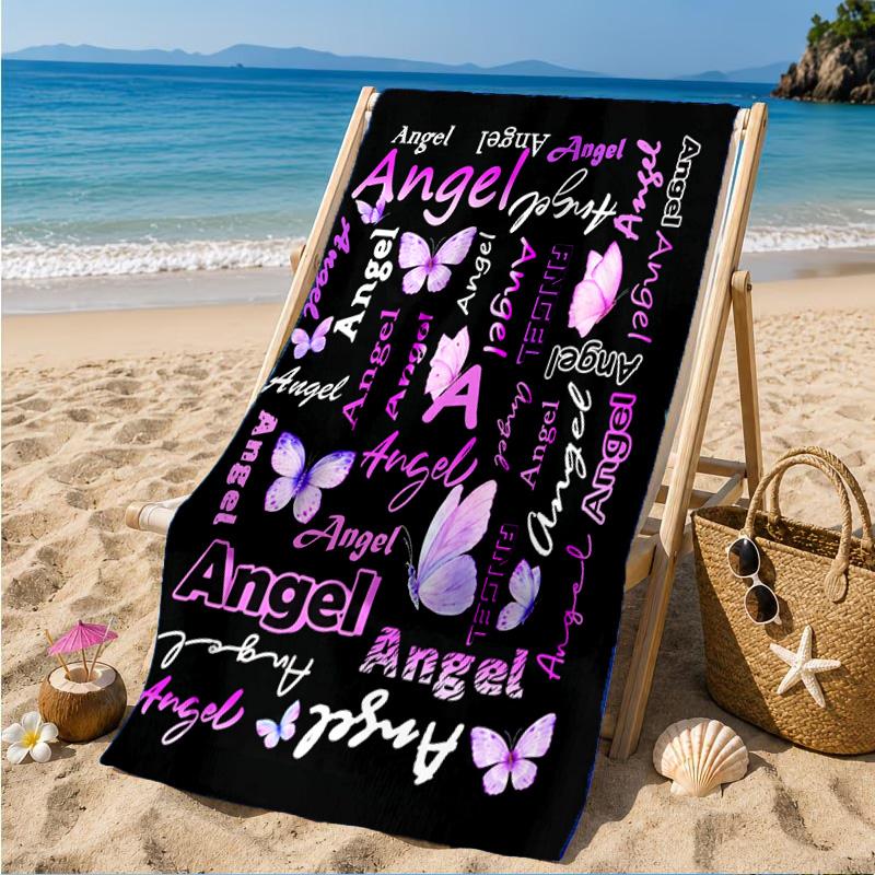 Custom Name Your Name Art Design Beach Towel Microfiber Beach Towel, Lightweight and Quick-Dry, for Summer Travel, Swimming Pool Gift