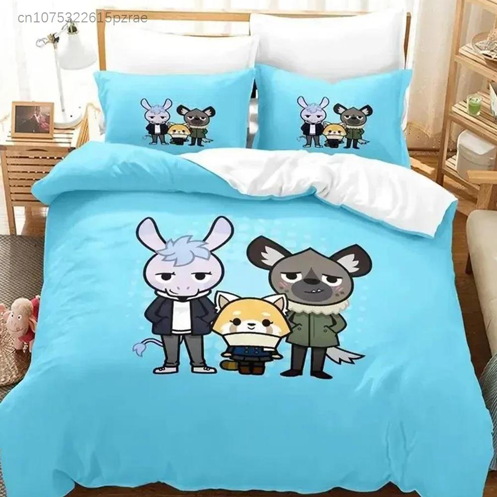 3D Print Anime Aggretsuko Bedding Set Duvet Cover Bed Set Quilt Cover Pillowcase Comforter King Queen Size Boys Adult Bedding