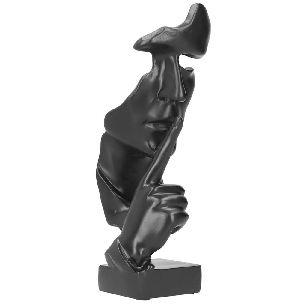Face Sculpture Resin Figure Abstract Artware Statue Ornament for Home Office DecorationBlack BS913