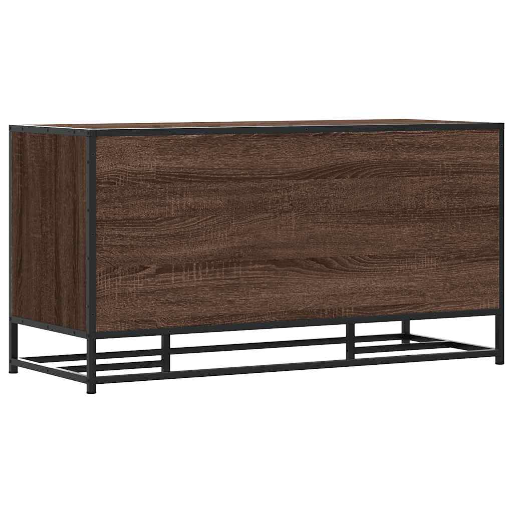 Shoe Bench Brown Oak Effect 100x40x53.5 cm Engineered Wood & Metal