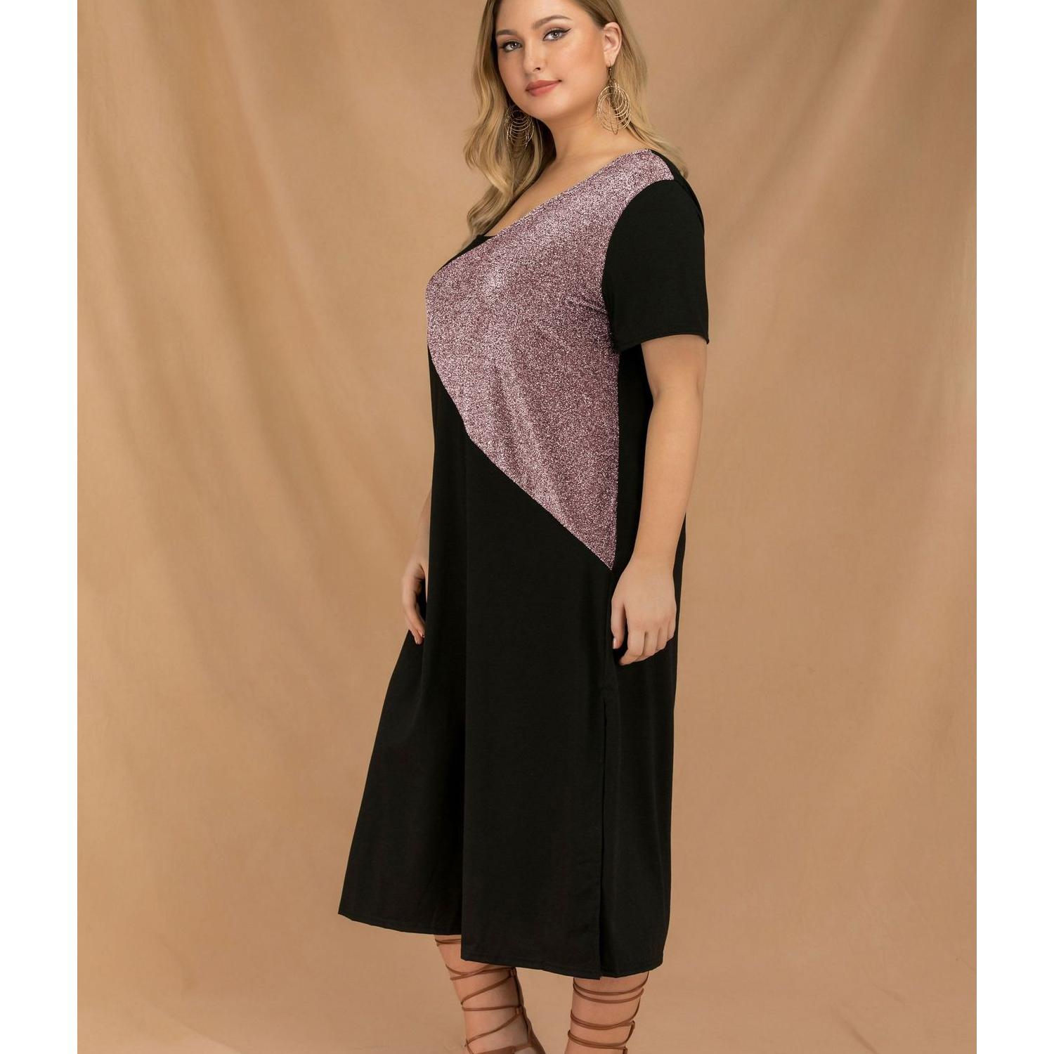 Лоскутное платье с вырезом на плечах для женщин — фото 6