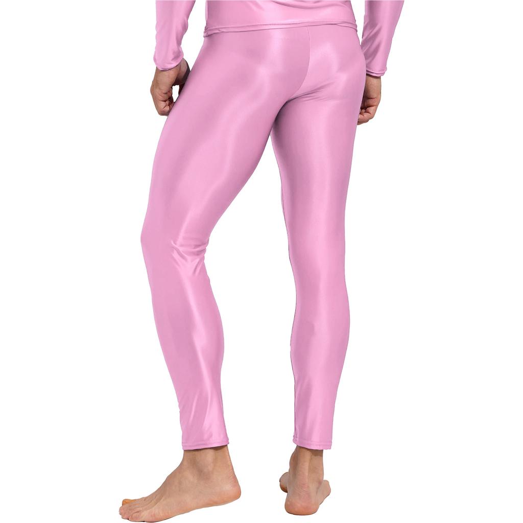 Herren Unifarbene Leggings Elastischer Bund Glänzendes Finish Skinny Hosen Fitness Training Laufen Yoga Übung