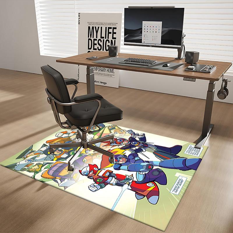 1pc Mega Man Anime Cartoon Design Office Chair Mat Non-Slip Carpet for Home Decor, Suitable for All Seasons, Ideal As a Gift.Y083