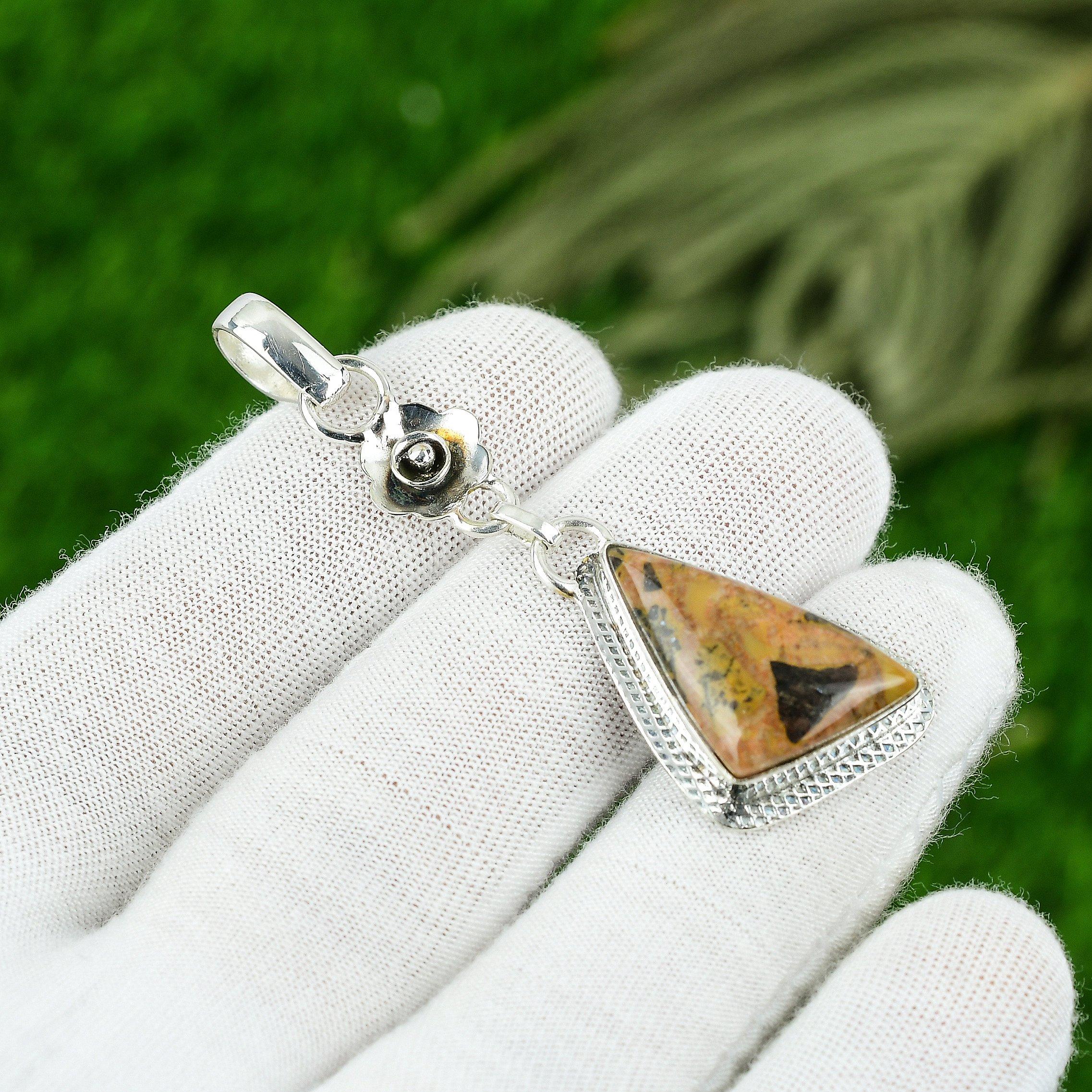 

Natural Bauxite Gemstone Pendant 925 Sterling Silver Indian Jewelry For Girls