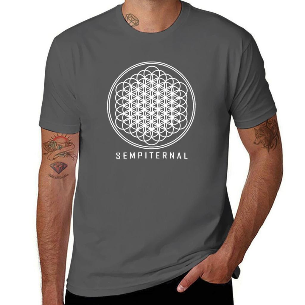 White Sempiterrnal Logos TShirt Casual Basic Short Sleeve TShirt