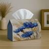 1pc Contemporary Botanical Floral Tissue Holder - Blue Cornflower Wheat, Sturdy Napkin Organizer for Vehicle, Kitchen, Dining, Home Decoration - Styli